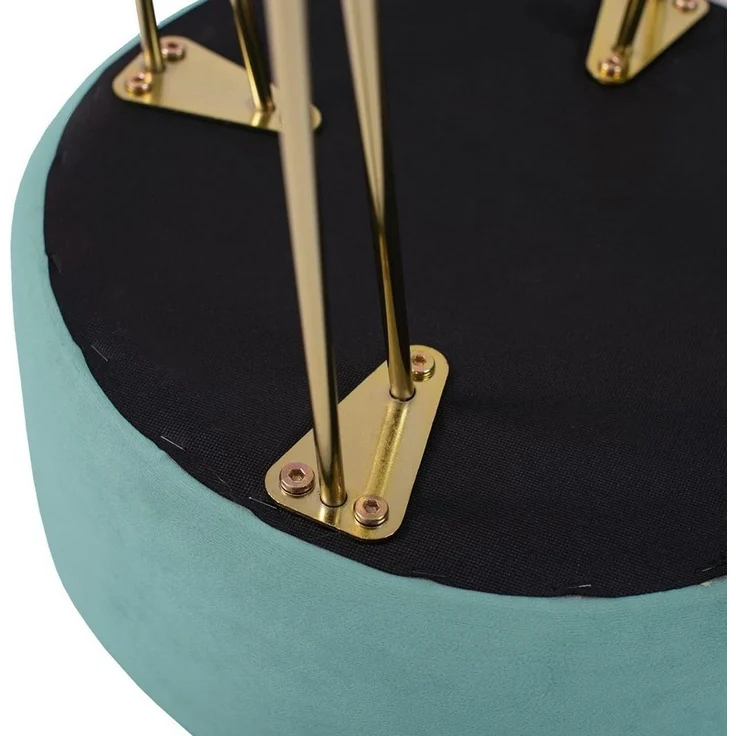 Zedelmaier Sitzhocker Runder Sitzhocker Samt Schminktisch Fußhocker Ottoman Metallbeinen (HS-ZD12C, ZDV41) – Bild 3