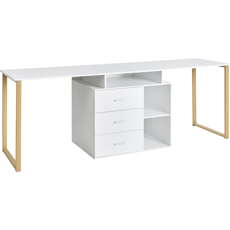 Verstellbarer Schreibtisch ASHMORE Weiß 165 220 cm 55 cm