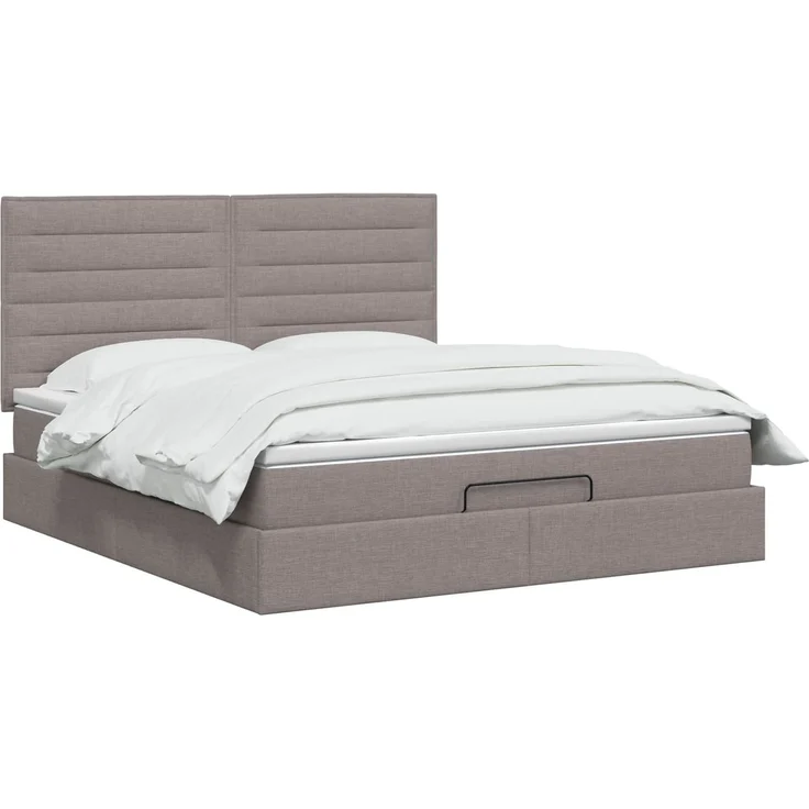 vidaXL Ottoman-Bett mit Matratze und LED Taupe 180 x 200 cm Stoff 3458011 – Bild 3