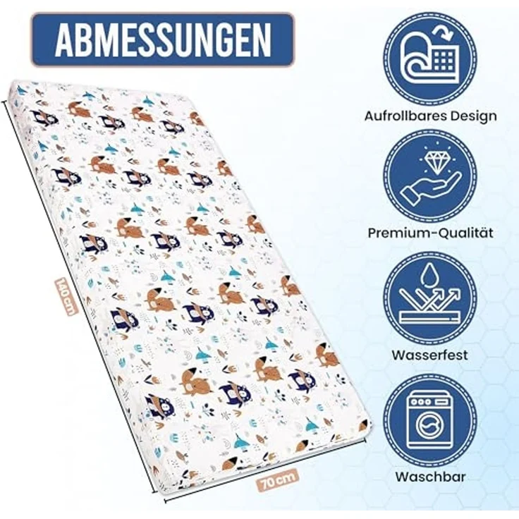 Kindermatratze Babymatratze mit Baumwollbezug, waschbar & rollbar–Allergikergeeignet, Best for Kids, 6 cm hoch – Bild 2
