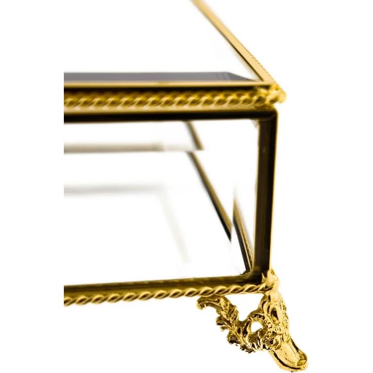 Schmuck- und Dekobox mit Deckel & Spiegelboden, Gold - 20 x 30 x 8 cm – Bild 5