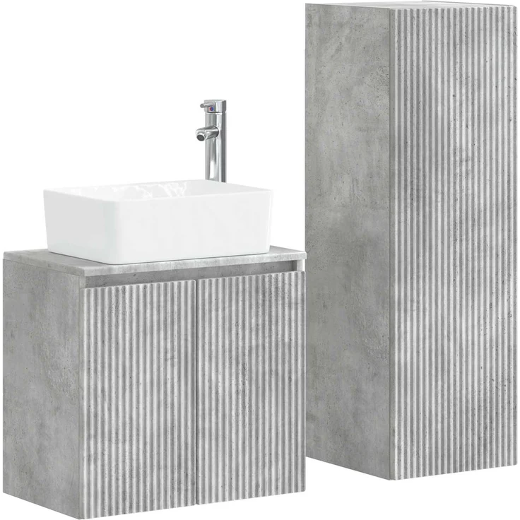 vidaXL Badezimmerschrank-Set 2 stk. Betongrau 33 x 34,5 x 100 cm 3406126 – Bild 2