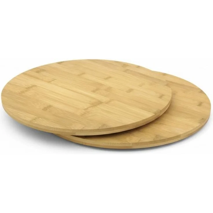 hausleben Pizzaschneidebrett Pizzabrett/Kuchenplatte, Bambus, Ø35 cm x 1,2 cm, Bambus Kuchenplatte, (2-St, 2 Servierplatten), Käseplatte – Bild 4