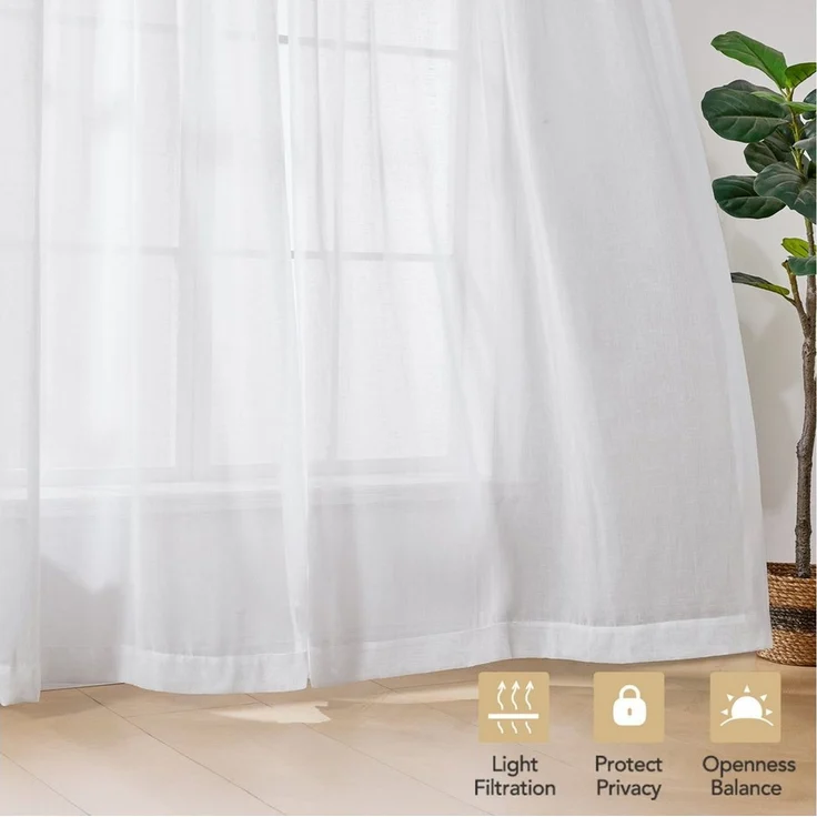 Deconovo Vorhang Halbtransparent Gardinen mit Kräuselband Voile Vorhänge für Wohnzimmer, Lichtfilterung – Bild 4