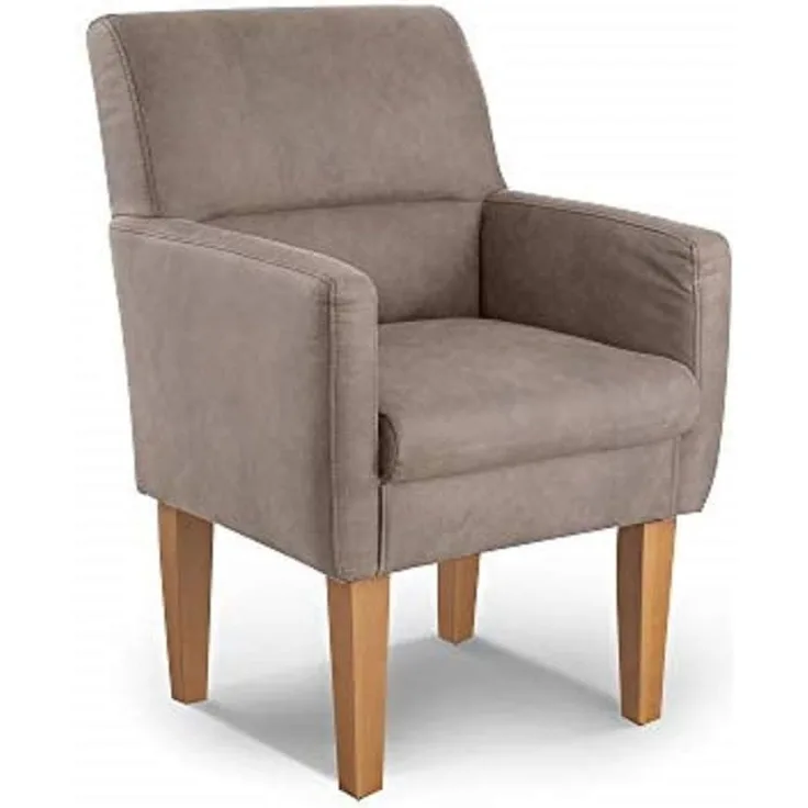 CAVADORE Diningsessel Kira / Polstersessel für Küche, Esszimmer oder Wohnküche in Lederoptik / Passend zur Küchengarnitur Kira / 66 x 96 x 71 / Hochwertiges Mikrofaser: Beige