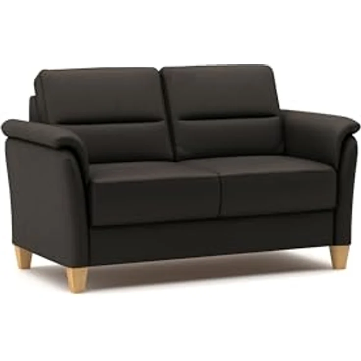 CAVADORE Leder 2er-Sofa Palera / Landhaus-Couch mit Federkern + massiven Holzfüßen / 149 x 89 x 89 / Leder Dunkelbraun – Bild 1