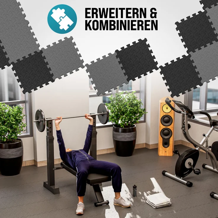 MONZANA® Bodenschutzmatten Fitness Randstücken 30 x 30cm Rutschfest Puzzlematte Trainingsmatten Fitnessgeräte Grau – Bild 8