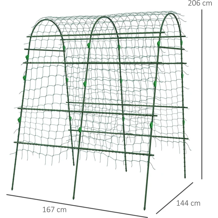 Rankgitter Rankhilfe für Kletterpflanzen verstellbares Spalier Pflanzengitter mit Netz Pflanzengerüst für Garten Balkon Stahl grün 144 x 167 x 206 cm--Grün--167x144x206cm--YOUDENOVA – Bild 3