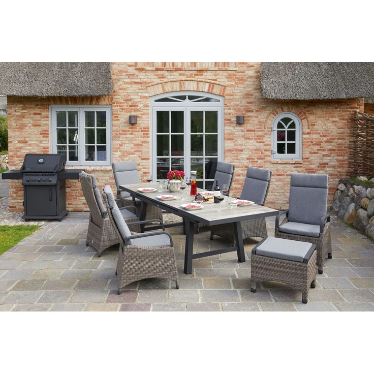 Positionsstuhl Kentucky Verstellsessel Gartenstuhl Esstischstuhl Omega Grau – Bild 7