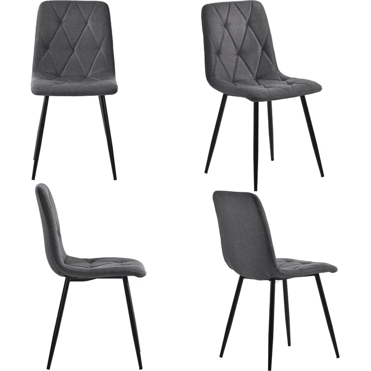 Esszimmerstuhl Set,Esstisch mit 4 Schwarz Samtstühlen, moderner Küchentisch Set, rechteckiger Tisch mit Marmoroptik – Bild 5