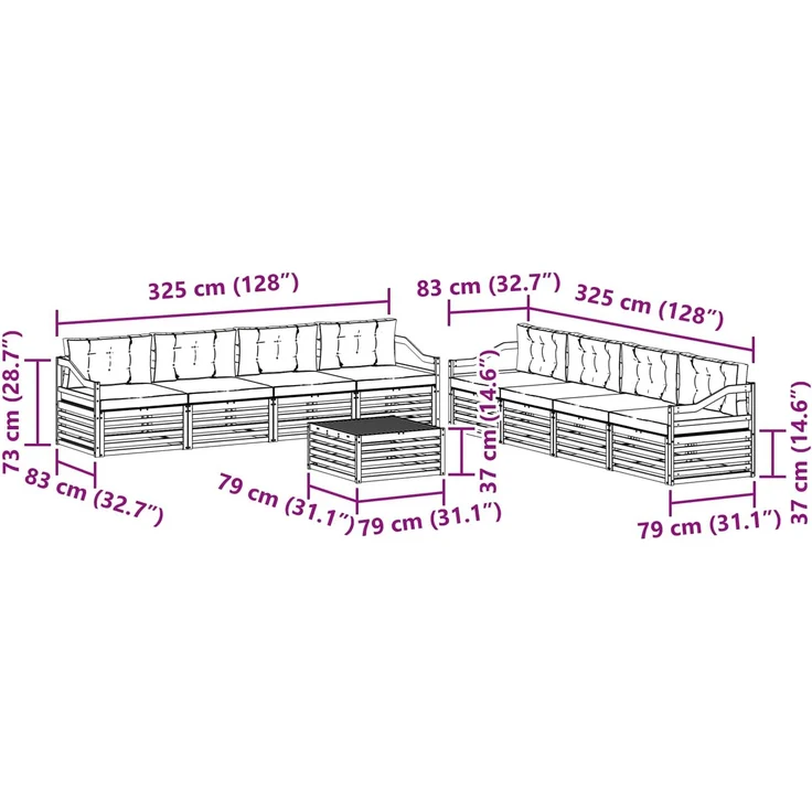 vidaXL Outdoor-Sofagarnitur 9 stk. 8-Sitzer Weiß und Anthrazit 3390262 – Bild 9