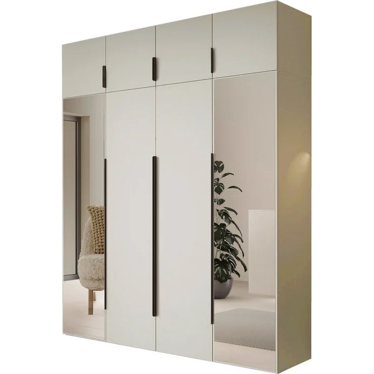 Compleo Drehtürenschrank Kleiderschrank mit Aufsatz, Hochschrank, Spiegelschrank STELLS – Bild 5