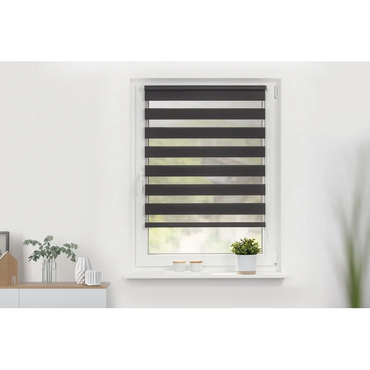 Lichtblick Sonnenschutzsysteme GmbH Doppelrollo Kopenhagen 50 cm x 150 cm (BxL) Anthrazit modernes Duo Rollo; Klemm- und schraubbar; Lichtdurchlässig und blickdicht – Bild 1