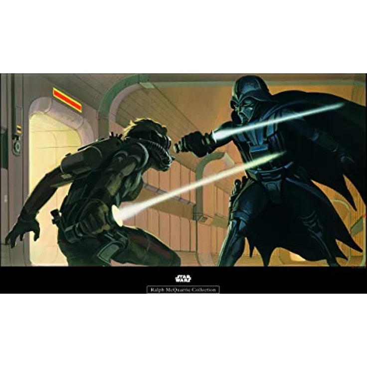 Komar Wandbild Star Wars Classic RMQ Vader Luke Hallway, Kunstdruck 70 x 50 cm, hochwertiger Druck auf Premium-Poster Fotopapier, ohne Rahmen
