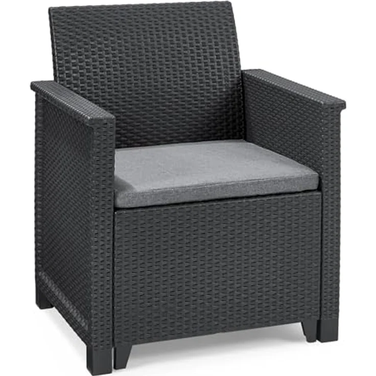 Keter Emma Balcony Gartenmöbel-Set aus Rattan mit 2 Sesseln und Tisch, Graphit – Bild 6
