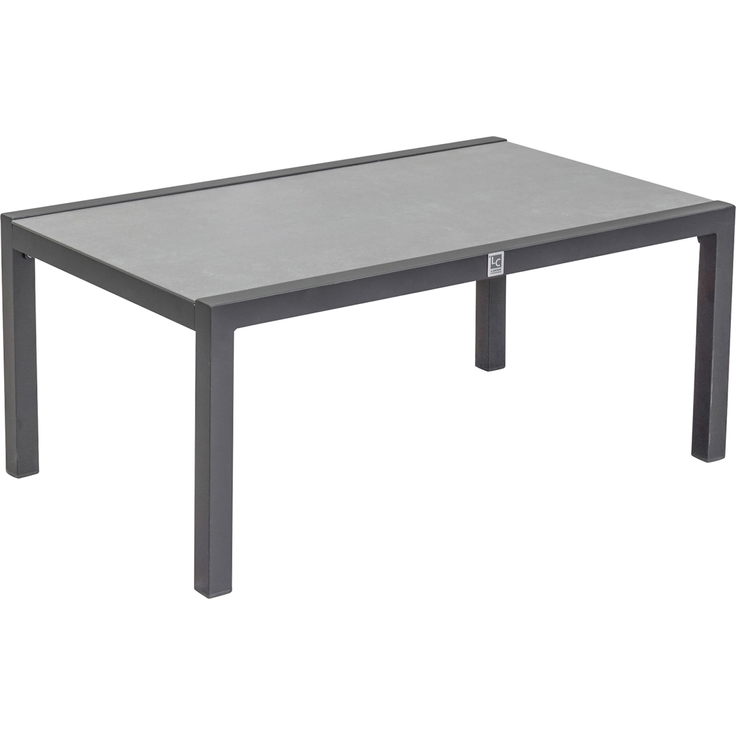 SONDRINO Loungetisch 60x100, Platte-Glas-Keramik Beschichtung Beton optik, 4-Fuß Alu anthrazit