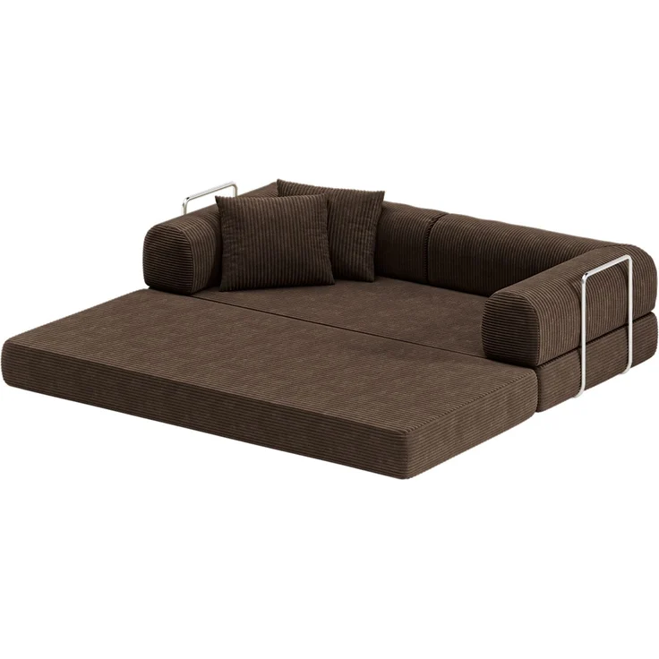 skølm 'Lofn' Modulares Sofa 2 Sitzer, 200x100 cm, Vollschaumcouch mit Metallgestell, Cord braun, Schlafsofa vakuumverpackt, kein Aufbau erforderlich – Bild 14