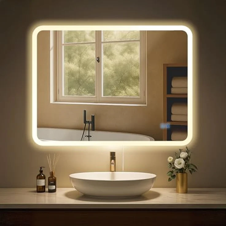 CLP Badspiegel Jericho Anti-Beschlag LED-Beleuchtung dimmbar 3 Licht-Modi,60x80 cm – Bild 2