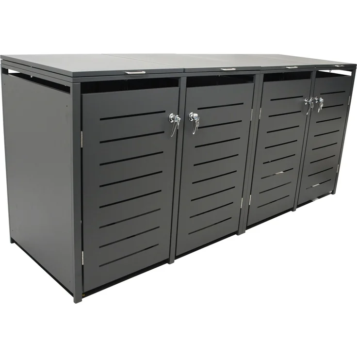 DEGAMO KÖLN Mülltonnenbox 4-er, Stahl verzinkt, anthrazit, 264x80x116cm für 4x Tonnen bis 240 Liter – Bild 1