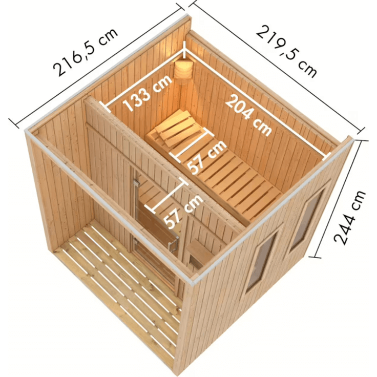 Karibu Sauna Arcadia ohne Ofen in zwei Farben erhältlich schwarz – Bild 4