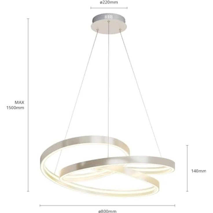 Lucande LED-Hängeleuchte Gunbritt, Ø 80 cm, dimmbar, silber, moderne Lichtgestaltung – Bild 7