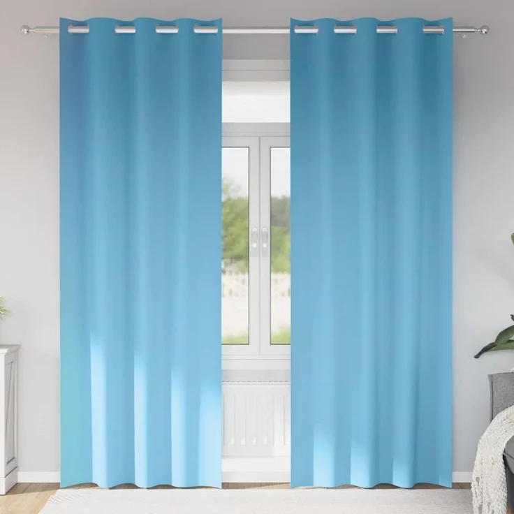 vidaXL Verdunkelungs-Vorhänge mit Ringen 2 stk. Himmelblau Polyester 4107325 – Bild 2