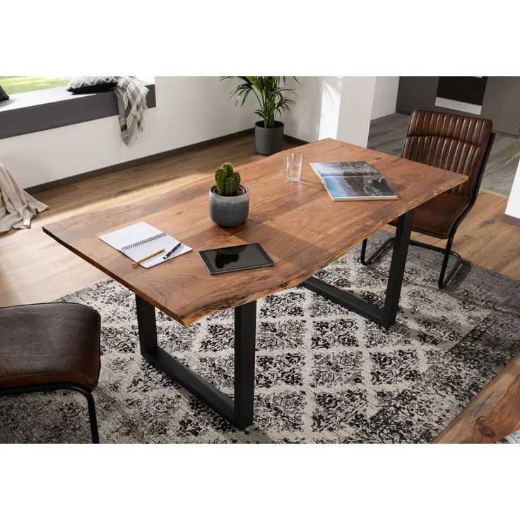 Baumtisch Akazie 140x90x76 natur Beine anthrazit matt FREEFORM 3 – Bild 9