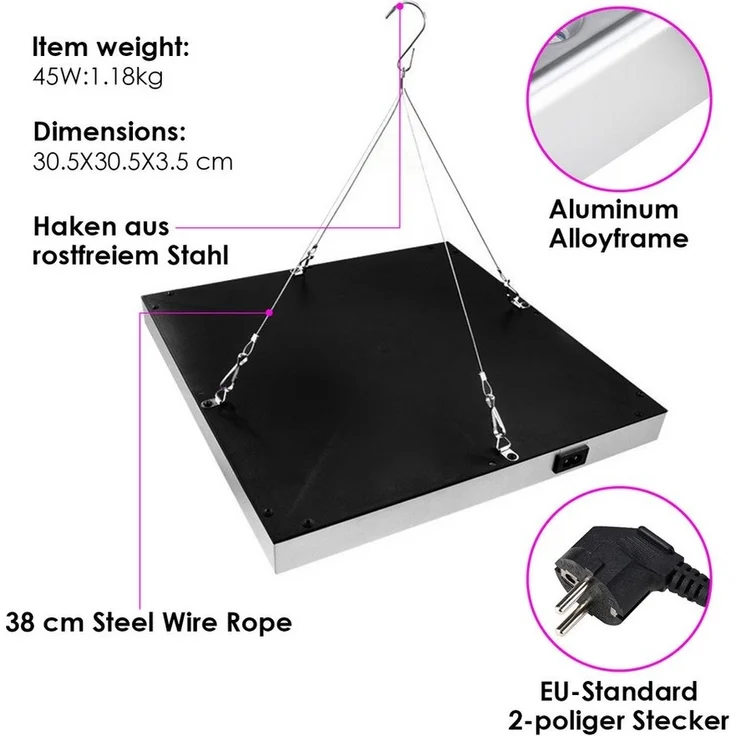 Clanmacy Pflanzenlampe LED Pflanzenlampe 15W Grow Lampe Vollspektrum 225 LEDs Pflanzenlicht – Bild 3
