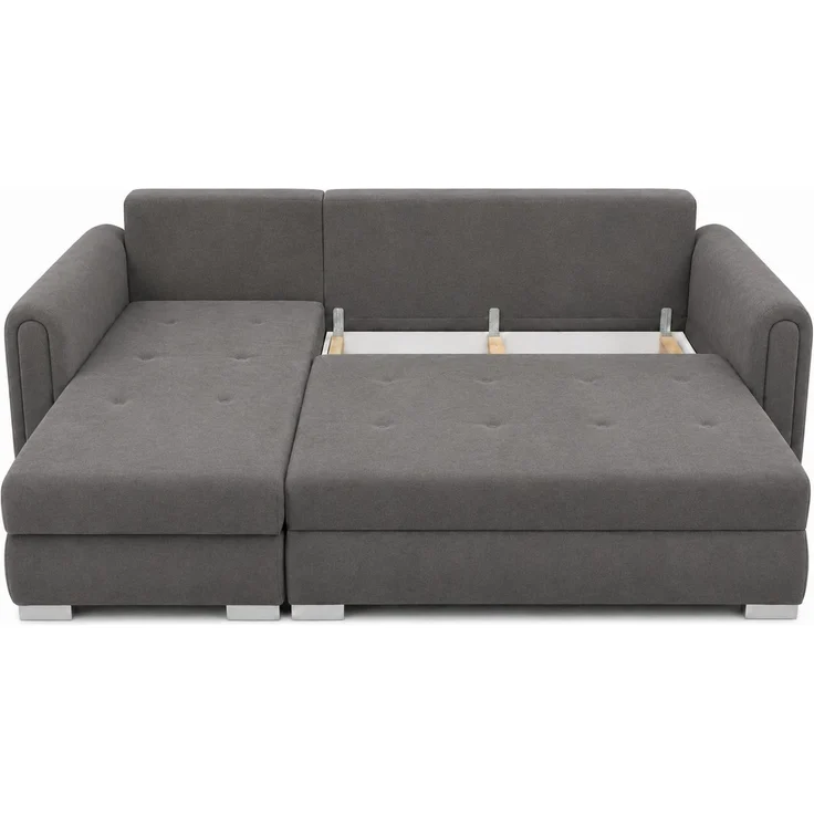 KRISAN MÖBEL Ecksofa NORDI in Dunkelgrau Universelle Wohnlandschaft mit Schlaffunktion und Bettkasten, 242 × 77 x 145 cm – Bild 4