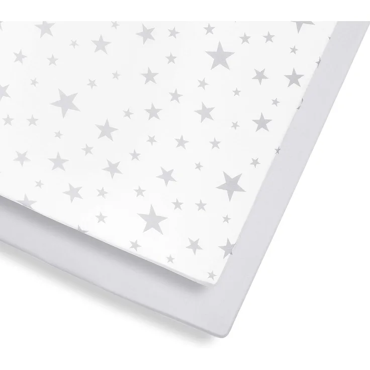 Snüz Spannbettlaken Baby Stars (2-er Set) mit Stern-Design,für Matratzengröße bis 140x70 cm, aus Atmungsaktiver Weicher Jersey-Baumwolle, für die Meisten Kinderbetten Geeignet