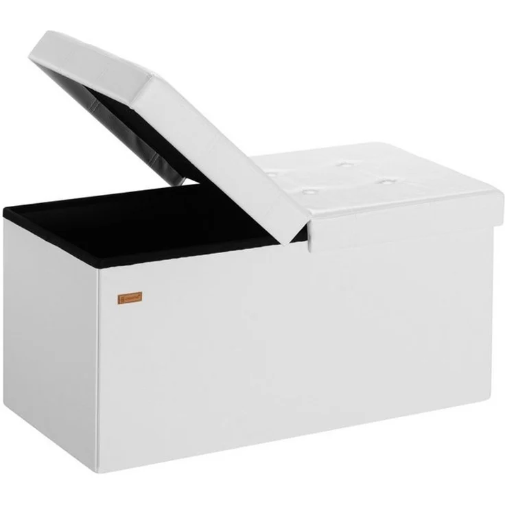 Sitztruhe faltbar Aufbewahrungsbox Truhenbank Sitzbank Sitzhocker Truhe Bank L - Weiß – Bild 4