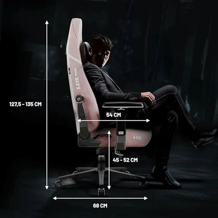 Diablo Ergonomischer Gaming Stuhl Stoff X.Eye Prime Pc Stuhl mit Magnet-Kopfstütze Gaming Sessel Kühlfunktion Gaming Stuhl Ergonomisch Strapazierfähiger Stoff Gaming Chair 140 kg Akira Pink – Bild 3