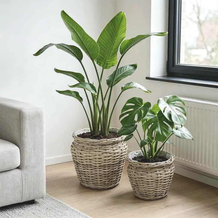 vidaXL Blumentopfkorb GENDT 2 stk. Natürliches Grau Kubu Rattan 42020959