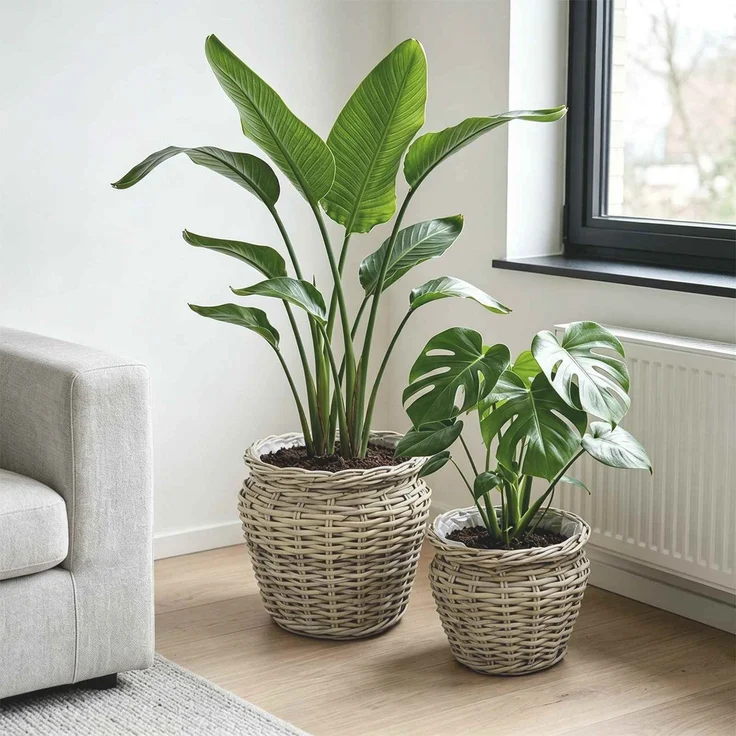 vidaXL Blumentopfkorb GENDT 2 stk. Natürliches Grau Kubu Rattan 42020959 – Bild 1