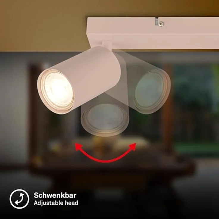 BRILONER - Deckenlampe schwenkbar, GU10 Fassung, max. 9 W, Deckenleuchte, Lampe, Wohnzimmerlampe, Schlafzimmerlampe, Küchenlampe, Deckenstrahler, Deckenbeleuchtung, Flurlampe, 44 cm, Beige – Bild 5