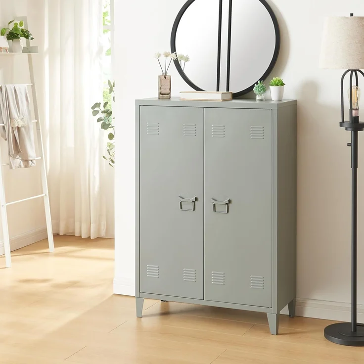 Metallschrank Oripää 110x75x33 cm Dunkelgrau [en. casa] – Bild 1