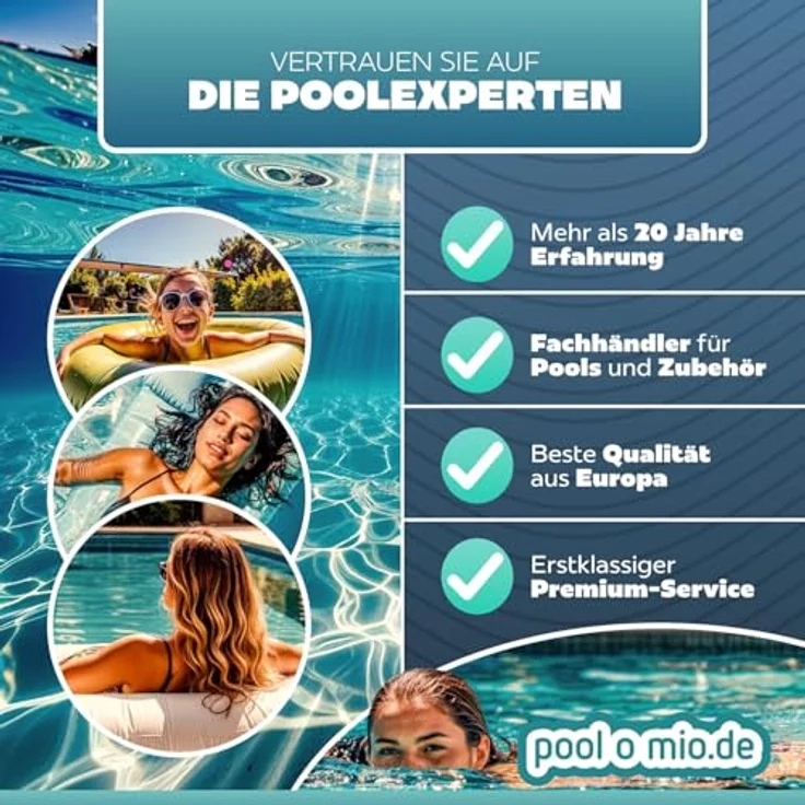 poolomio Poolschlauch 38mm / 50 m für Poolpumpen, hochwertiger Wasserschlauch flexibel, UV & Chlorwasser-beständiger Schwimmbadschlauch, Pumpenschlauch, Poolschläuche aus Europa, Blau – Bild 6
