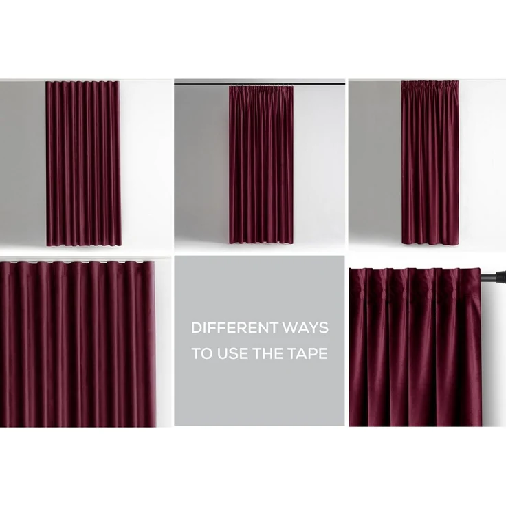Restilo Gardine Gardine Multifunktionsband Kräuselband Vorhang Verdunkelnd Samt Textil (1 St), Kräuselband, verdunkelnd, Samt Textilien, mit Raffhalter – Bild 4