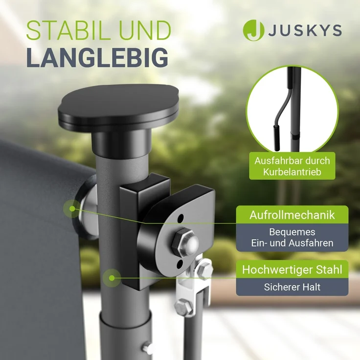 Juskys Senkrechtmarkise Barbados 100x310 cm - Sonnenschutz, Sichtschutz, ausziehbar, Klemmmarkise, ohne Bohren, wetterfest, wasserabweisend - Grau – Bild 6