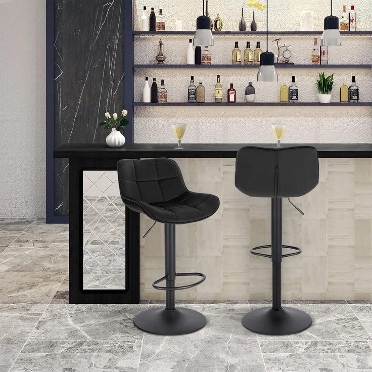 EUGAD Barhocker (1 St), Samtbezug höhenverstellbar 360° drehbar aus Metall – Bild 5