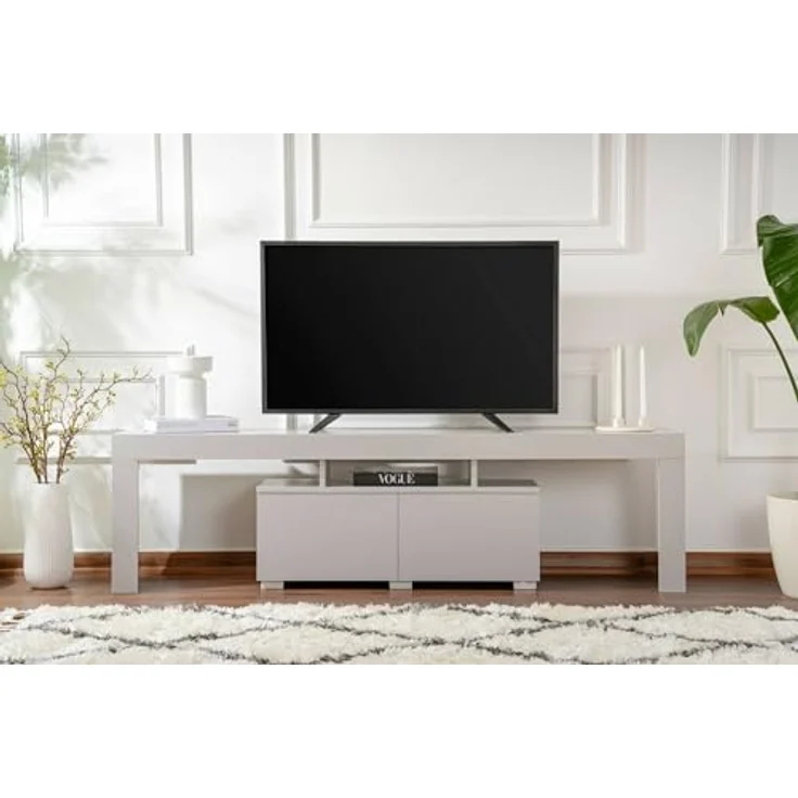 Dmora TV-Schrank Govone 180x31,3x50h cm Grau 2 Böden, 2 Türen – Bild 5