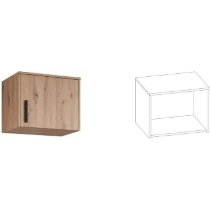 Marmex Möbel Grant 20/14A Kleiderschrank mit Aufsatz, hoher Schrank mit Regalen für Kleidung und Kleiderstange, laminierte Spanplatte, artisan Eiche, 52 x 235 x 40 cm – Bild 4