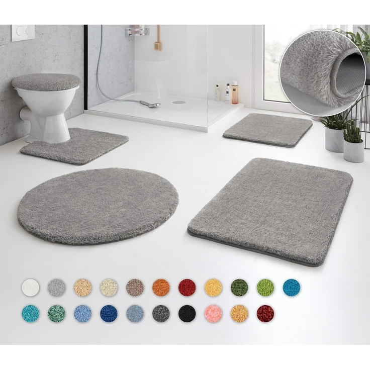 Kleine Wolke Badematte RELAX, Badvorleger, Badezimmer Teppich, Höhe 30 mm, rutschhemmend beschichtet, fußbodenheizungsgeeignet, Polyacryl, WC-Deckelbezug, WC-Deckelbezug, Badteppich, meliert, rechteckig, rund & als Set erhältlich – Bild 1