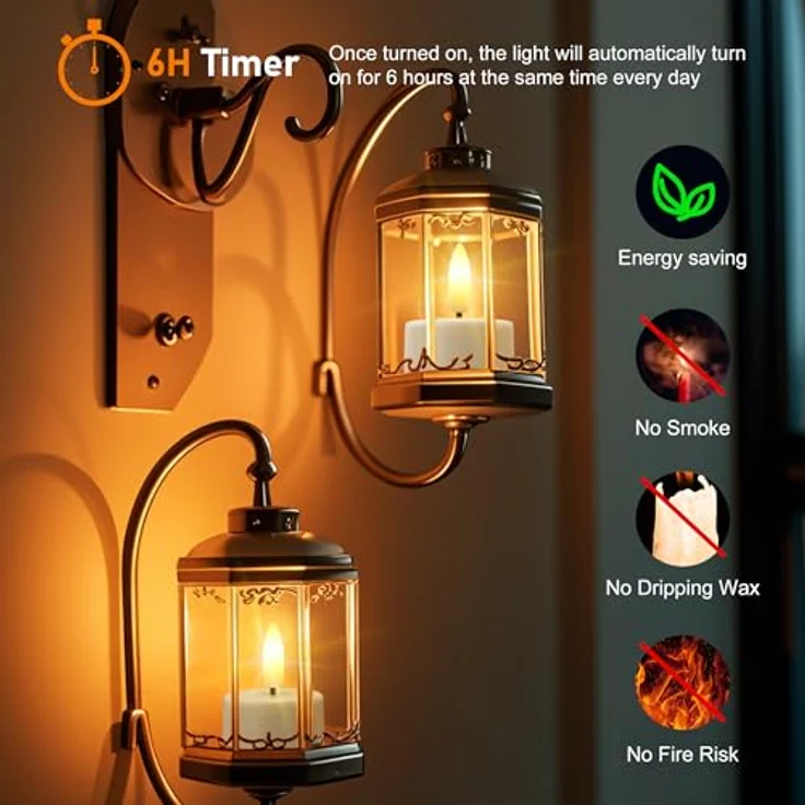 EXTSUD 12 Stück Led Teelichter mit Timer Batteriebetriebene Kerzen LED Tea Light Flammenlose Kerzen Kerzenlicht Nachtlicht Elektrische Teelichter Jugendweihe Windlicht Tischlicht Wohnzimmer Deko – Bild 5