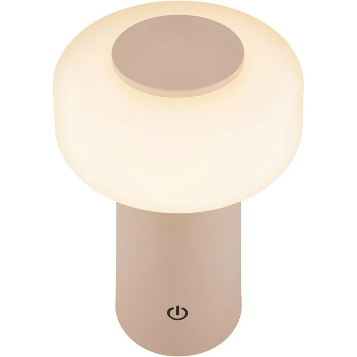 BRILONER - LED Tischlampe kabellos IP44 mit Touch, dimmbar, Akku & Lichtquelle tauschbar, Nachttischlampe, Leselampe, LED Lampe, Dekolampe, Tischleuchte, Akku Lampe, 13x20,6 cm, Beige