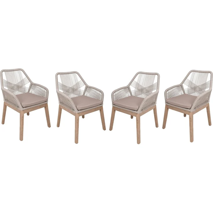 Rustikale Akazienstühle mit komfortabler Sitzauflage, 4er Set, braun – Bild 1