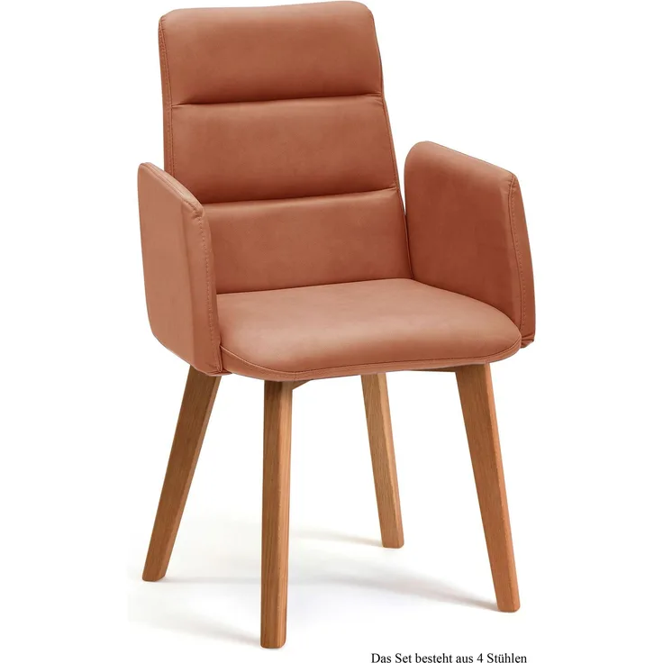 Armlehnstuhl (4er-Set) Darelle 52x92x60 Eiche geölt/Cognac