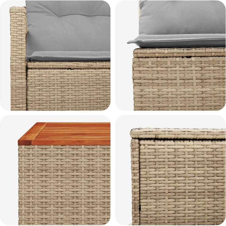 vidaXL Sofa Set 6 stk. Beige und Hellgrau Polyrattan und Stahl 3447255 – Bild 8