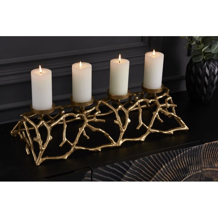 Stilvoller Kerzenständer CANDELA 60cm gold Aluminium Kerzenhalter – Bild 3