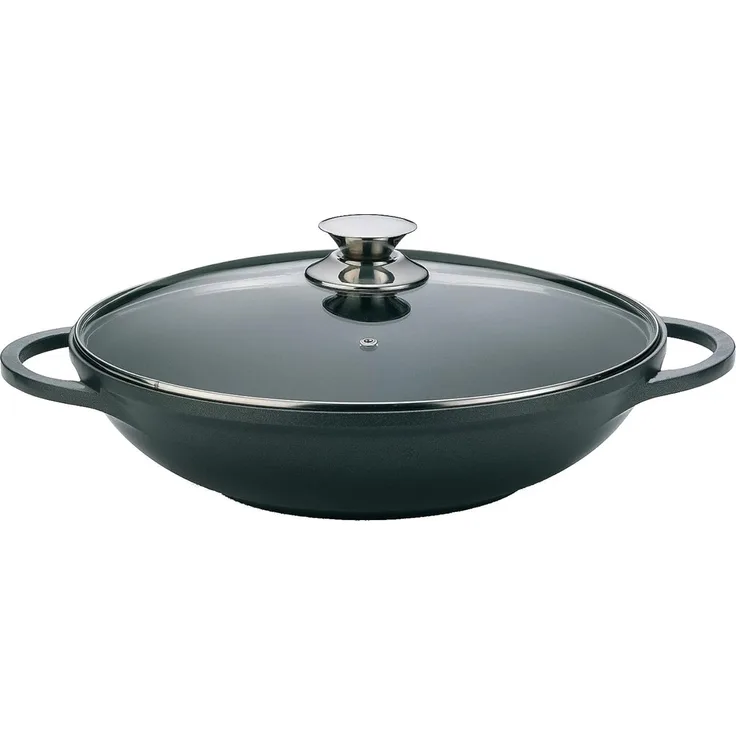 Wok Bratpfanne 36 cm Antihaft Wokpfanne Glasdeckel Asia Schmortopf Induktion